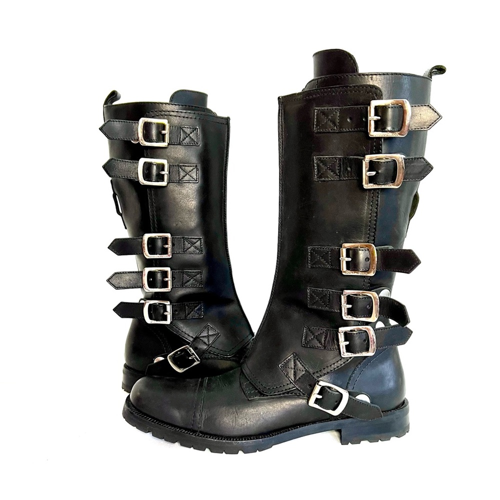 Vintage Dolce & Gabbana Convertible Snap Buckle Spat Biker Boots